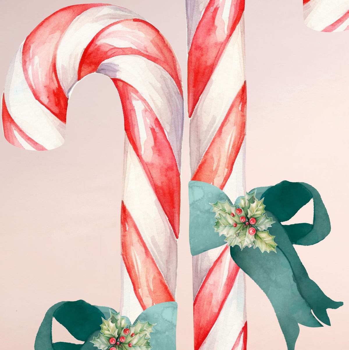Reusable candy cane wall decals for festive seasonal decorating