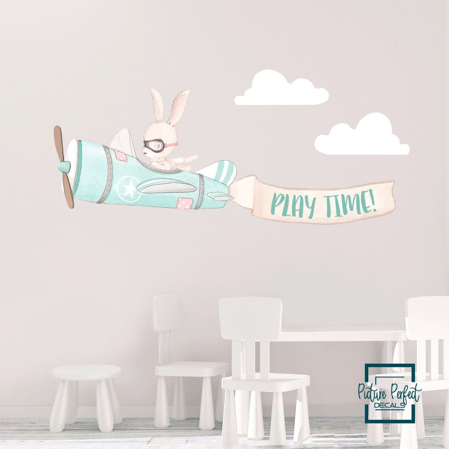 Airplane and Name Banner Wall Decals - Picture Perfect Decals