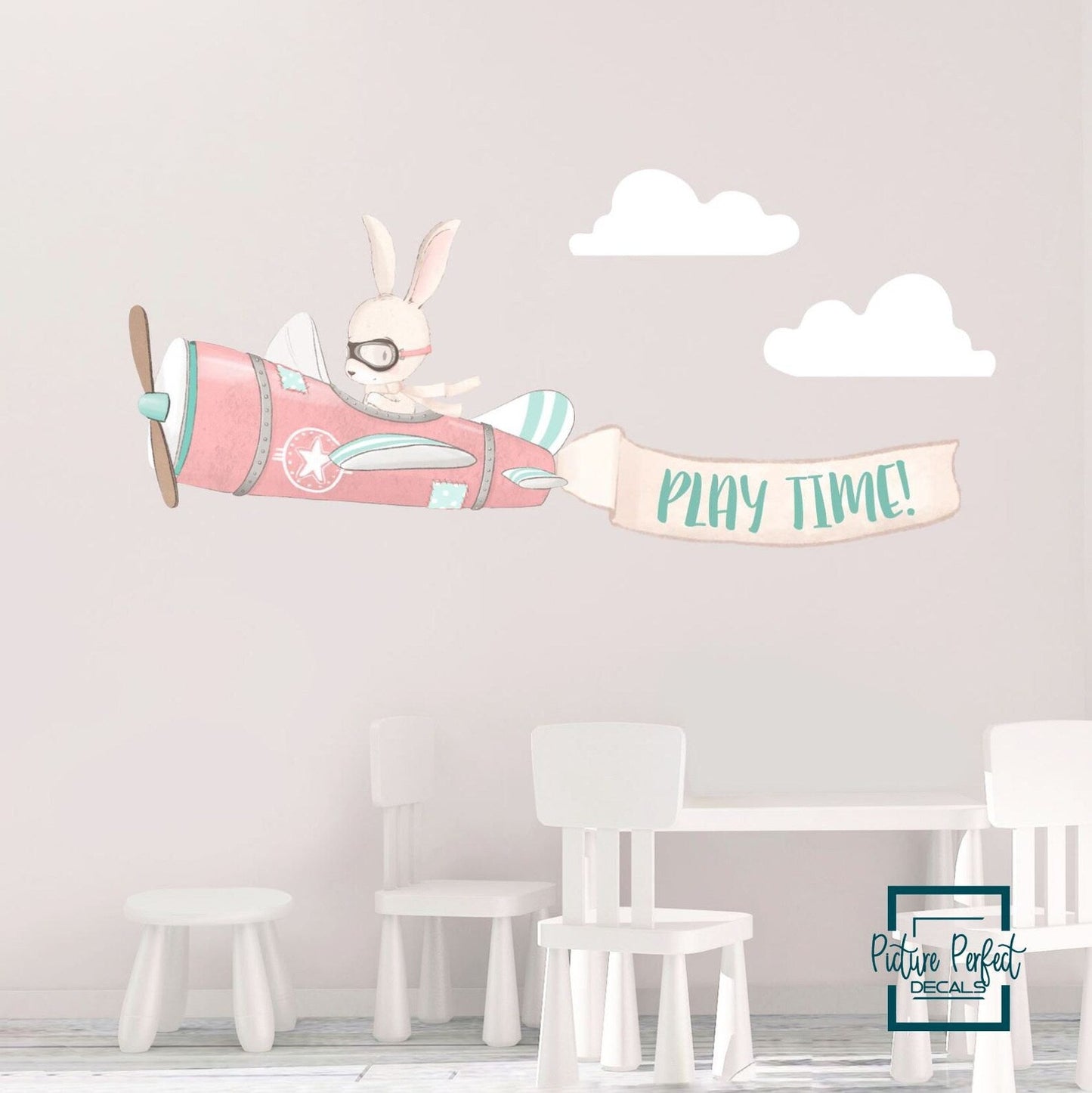 Airplane and Name Banner Wall Decals - Picture Perfect Decals