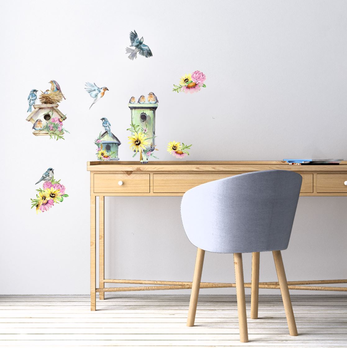 Bluebird Birdhouse Wall Decals | Blue Jay Bird Nest - Picture Perfect Decals