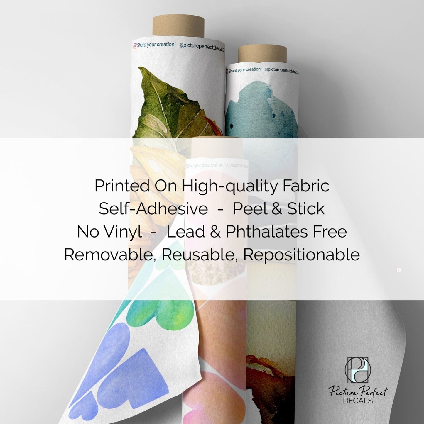 Colorful Hearts Wall Decals | Rainbow Hand Drawn - wall decals - Picture Perfect Decals