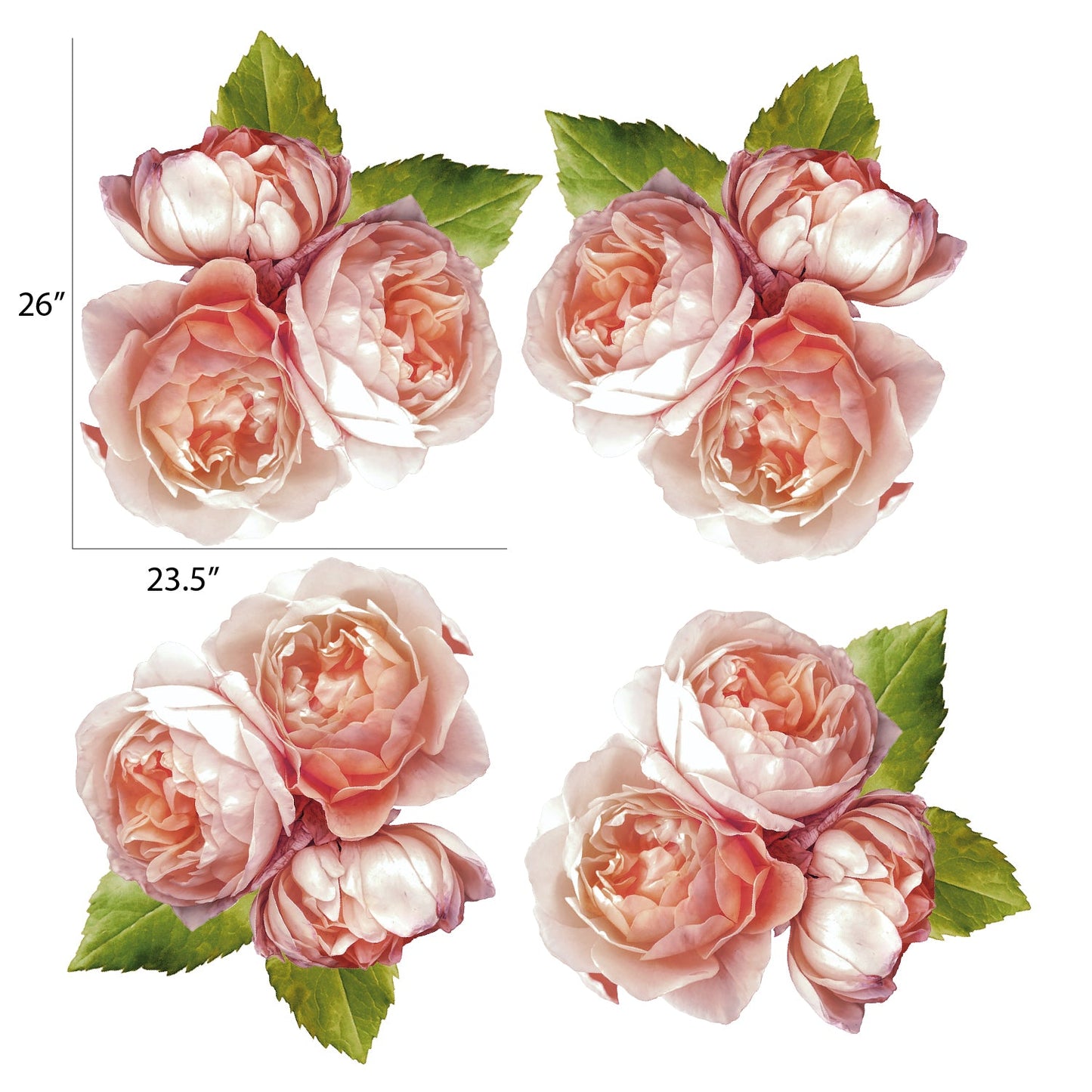 Large Rose Peonies Flower Clusters | Removable + Reusable Fabric Decals - Picture Perfect Decals