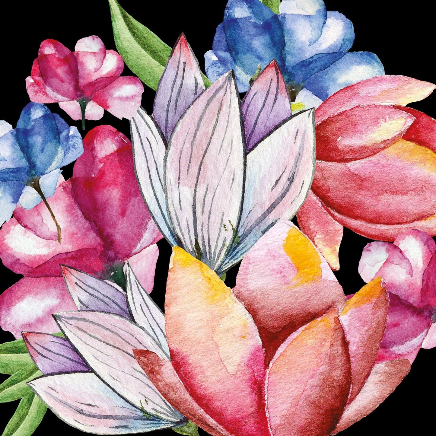 Large Watercolor Flowers | Removable + Reusable Fabric Decals - Picture Perfect Decals