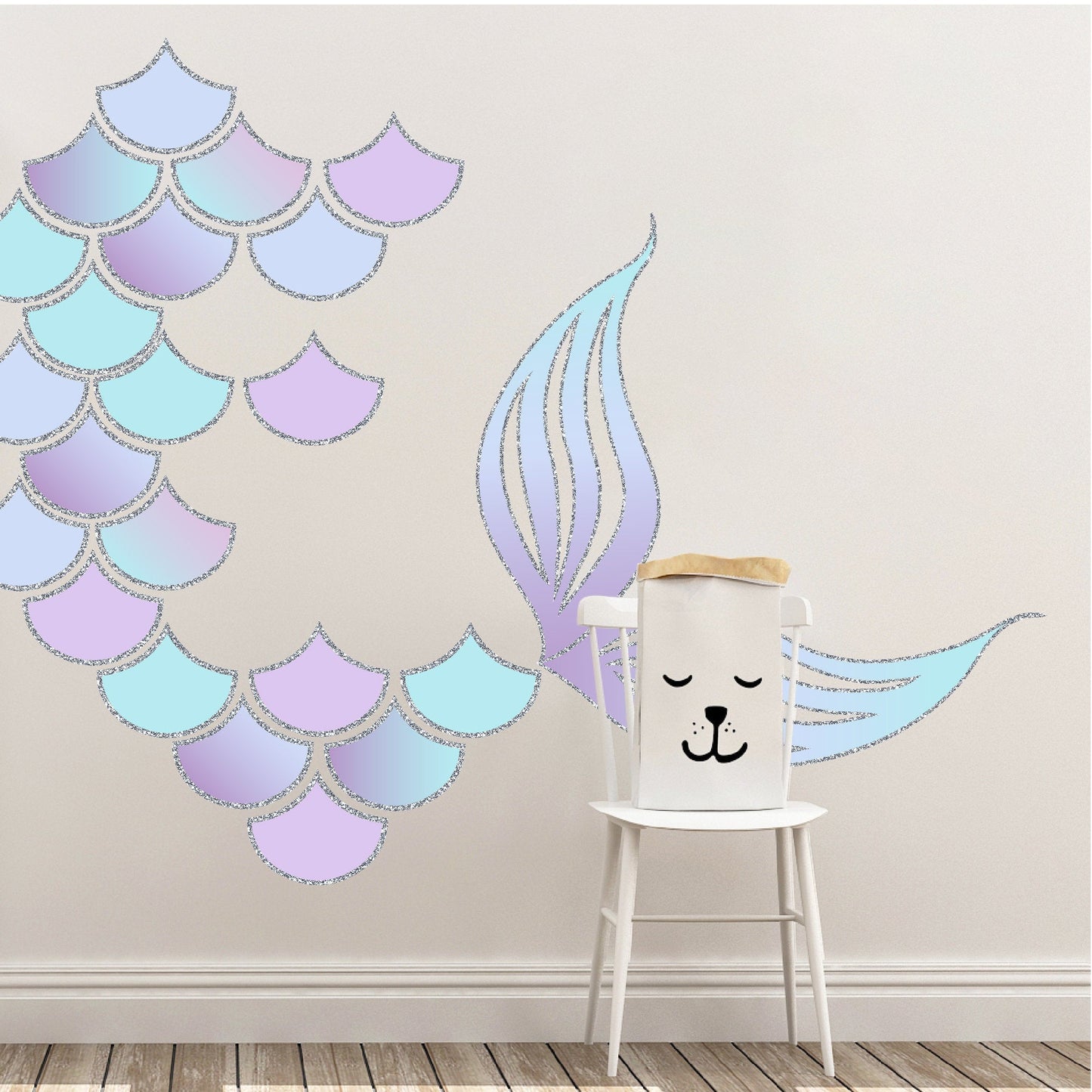 Mermaid Scales and Mermaid Tail Wall Decals | Pink Turquoise Purple - Picture Perfect Decals