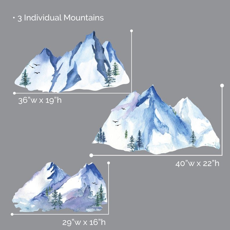 Mountains | Watercolor Wall Decals | Blues - Picture Perfect Decals