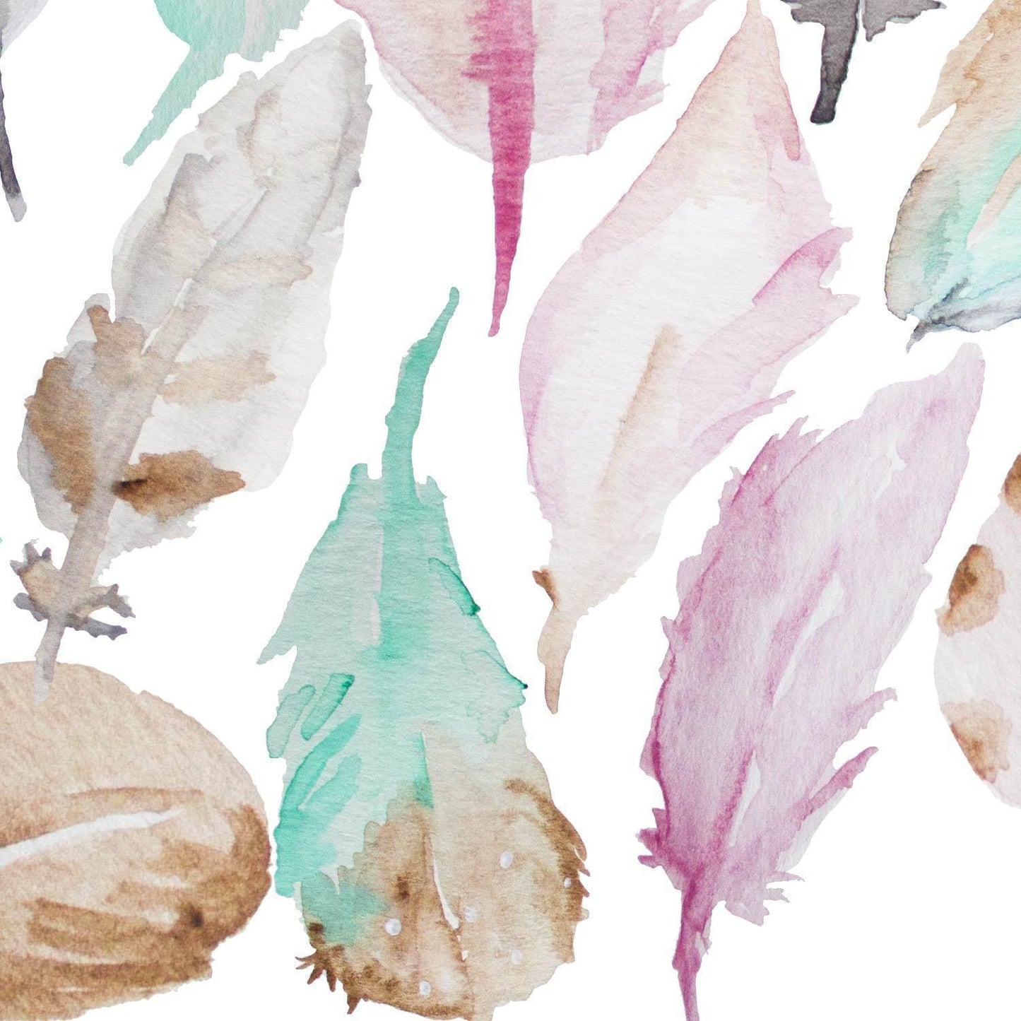 Watercolor Feathers - Peel and Stick Removable Wall Decals - Picture Perfect Decals