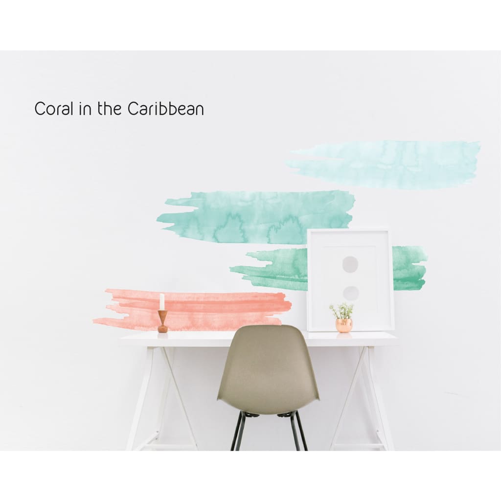 Watercolor Strokes Wall Decals | Coral Teal Green - Picture Perfect Decals