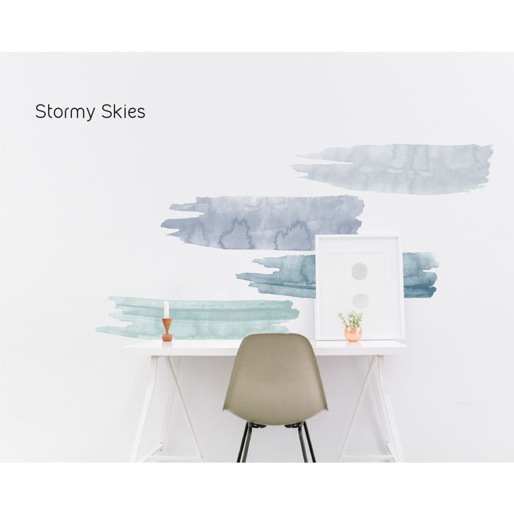 Watercolor Strokes Wall Decals | Coral Teal Green - Picture Perfect Decals