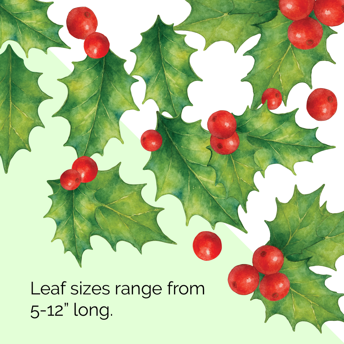 Reusable Christmas holly and berry fabric wall decals for seasonal home decorating