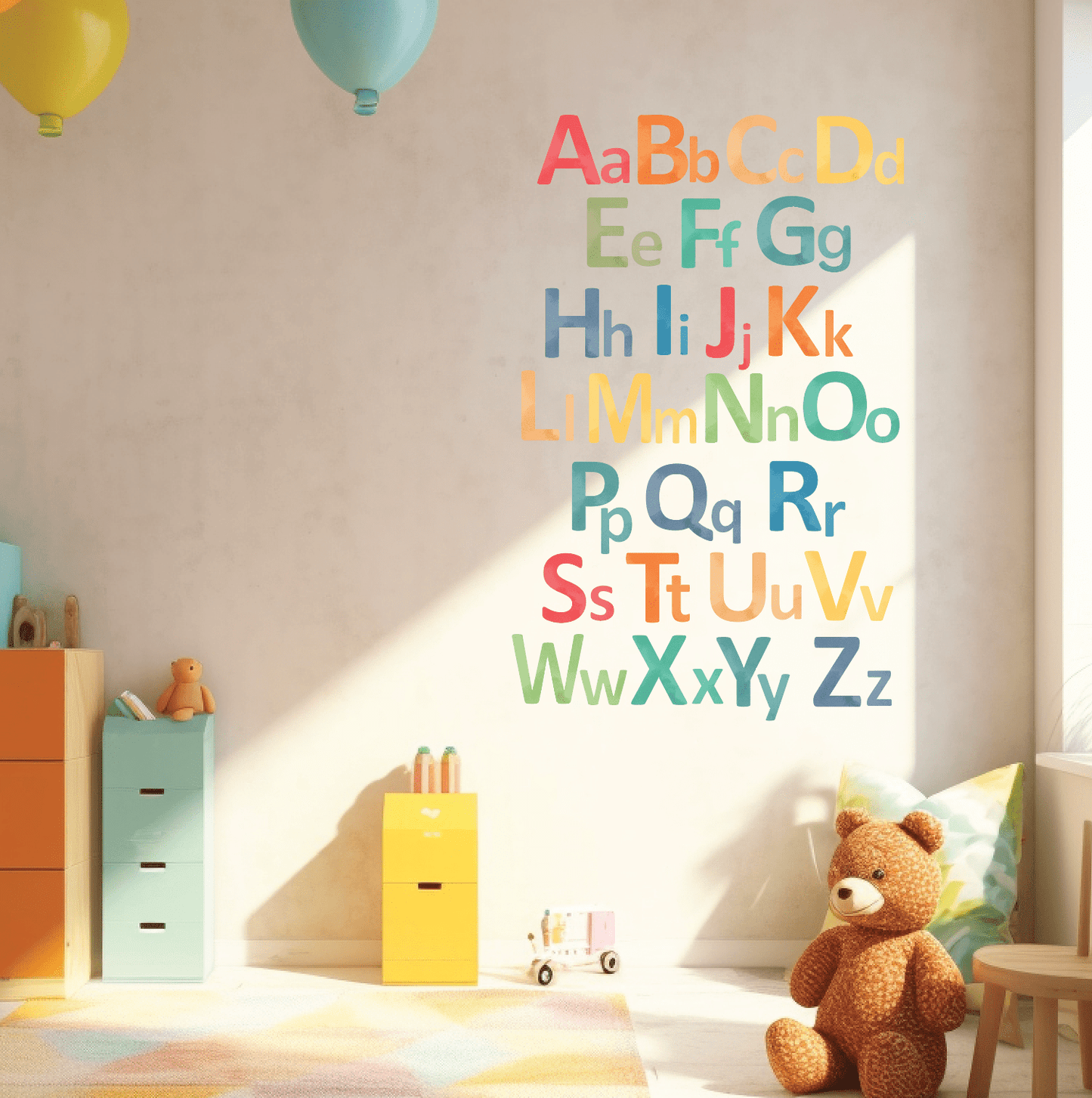 Alphabet Wall Decals | Watercolor Letters Wall Stickers A - Z - Home Decor Decals - Lolistix