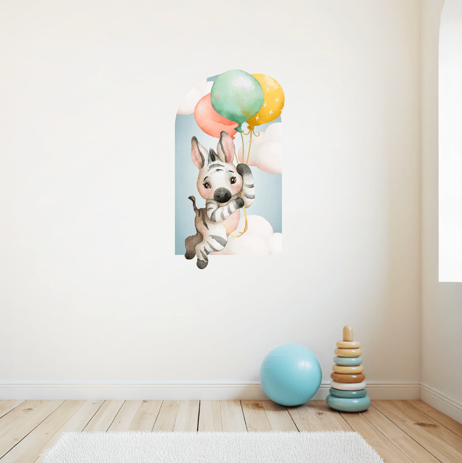 Baby Safari Animals Nursery Wall Decal Stickers | Zebra, Rabbit, Cheetah Holding Balloons - Nursery Wall Decals - Lolistix