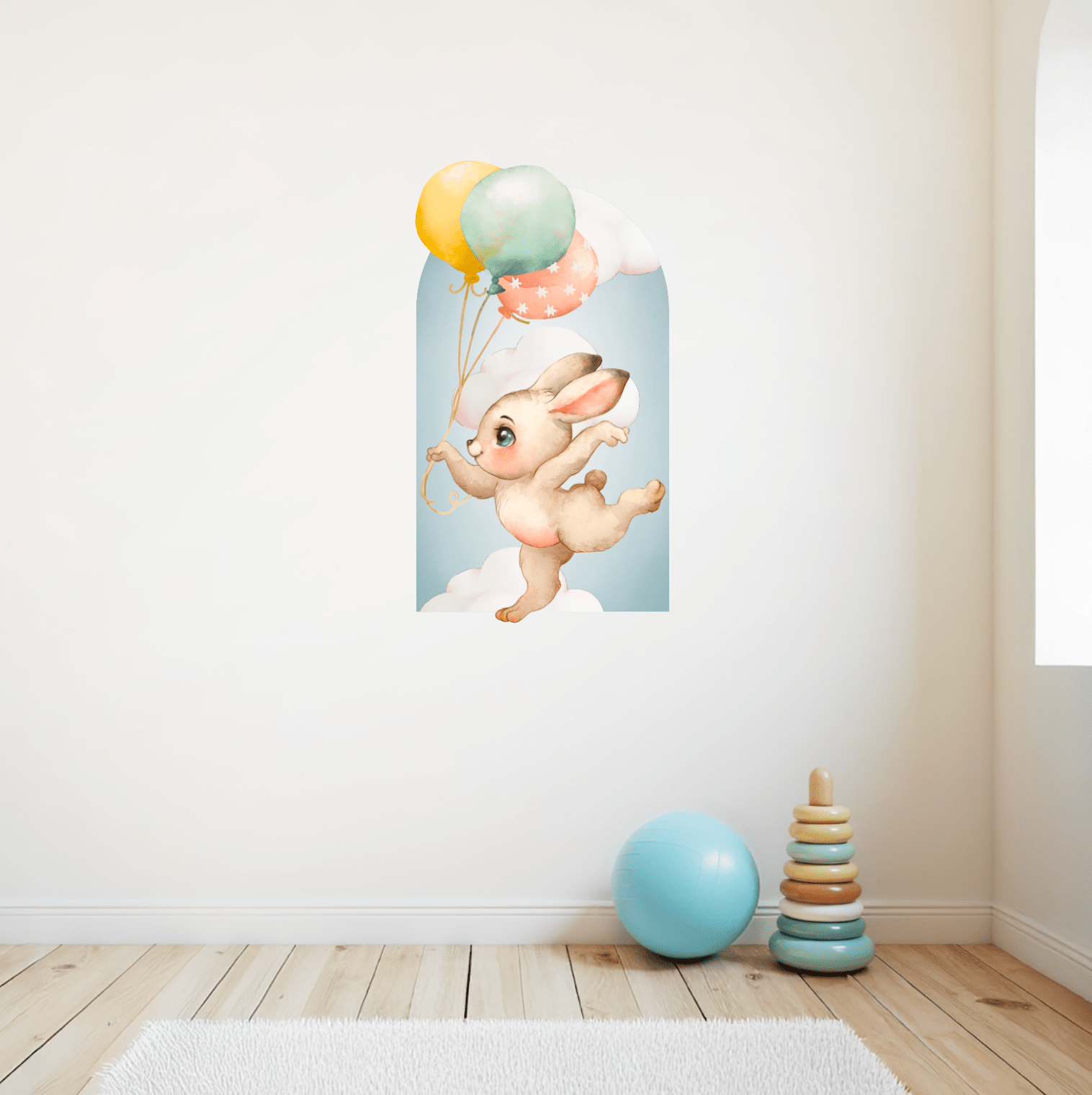 Baby Safari Animals Nursery Wall Decal Stickers | Zebra, Rabbit, Cheetah Holding Balloons - Nursery Wall Decals - Lolistix