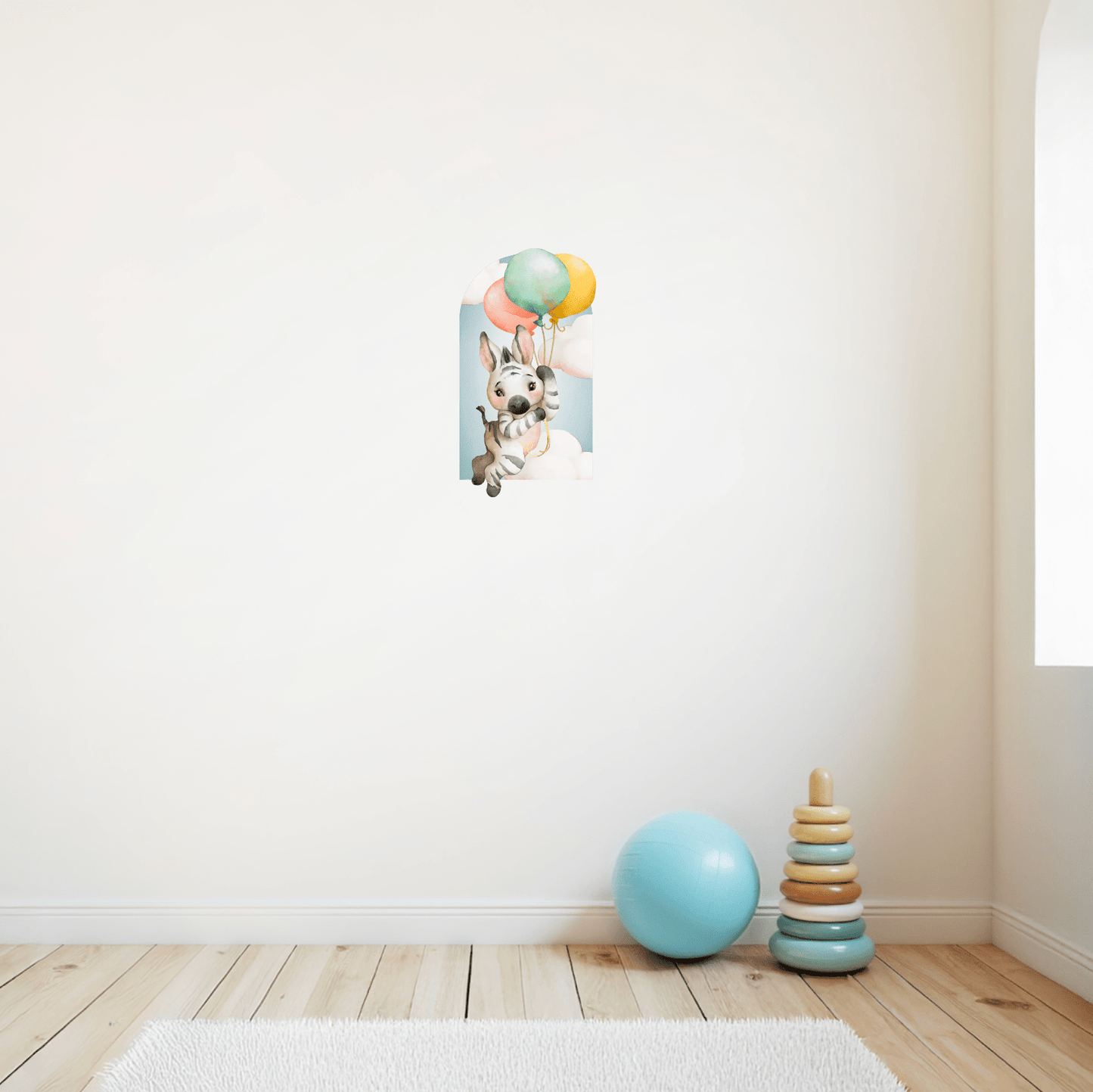 Baby Safari Animals Nursery Wall Decal Stickers | Zebra, Rabbit, Cheetah Holding Balloons - Nursery Wall Decals - Lolistix