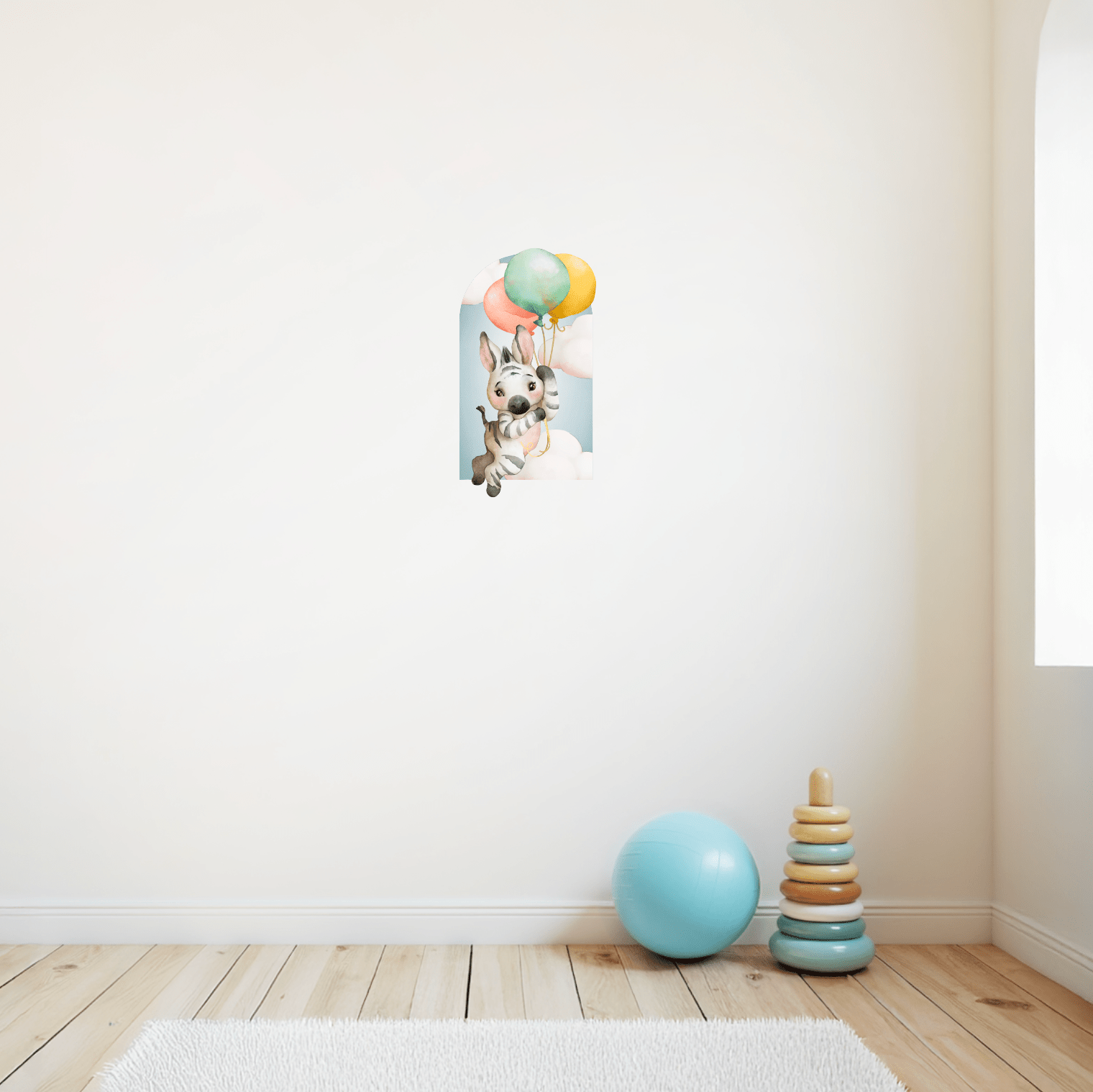 Baby Safari Animals Nursery Wall Decal Stickers | Zebra, Rabbit, Cheetah Holding Balloons - Nursery Wall Decals - Lolistix