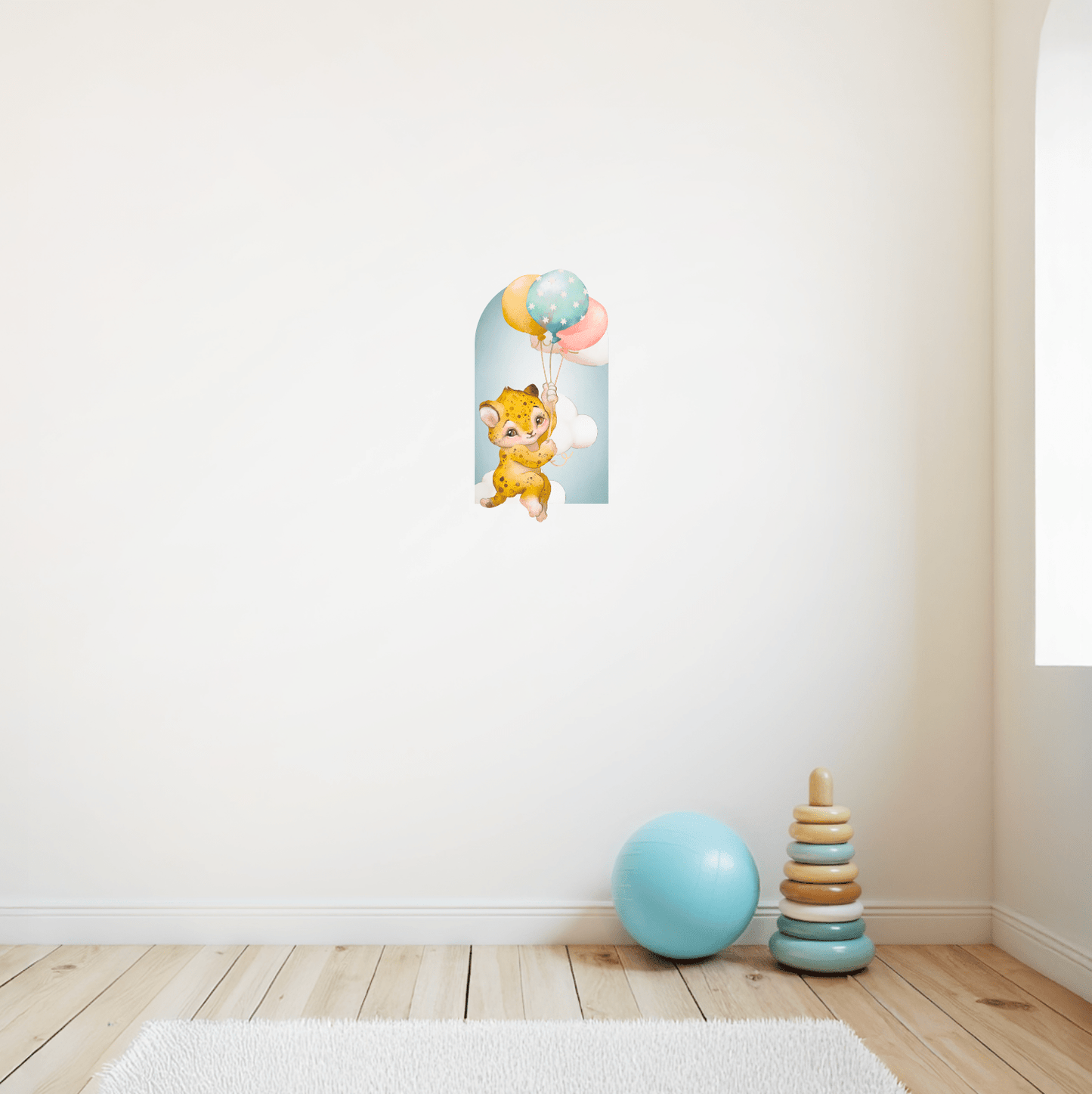 Baby Safari Animals Nursery Wall Decal Stickers | Zebra, Rabbit, Cheetah Holding Balloons - Nursery Wall Decals - Lolistix