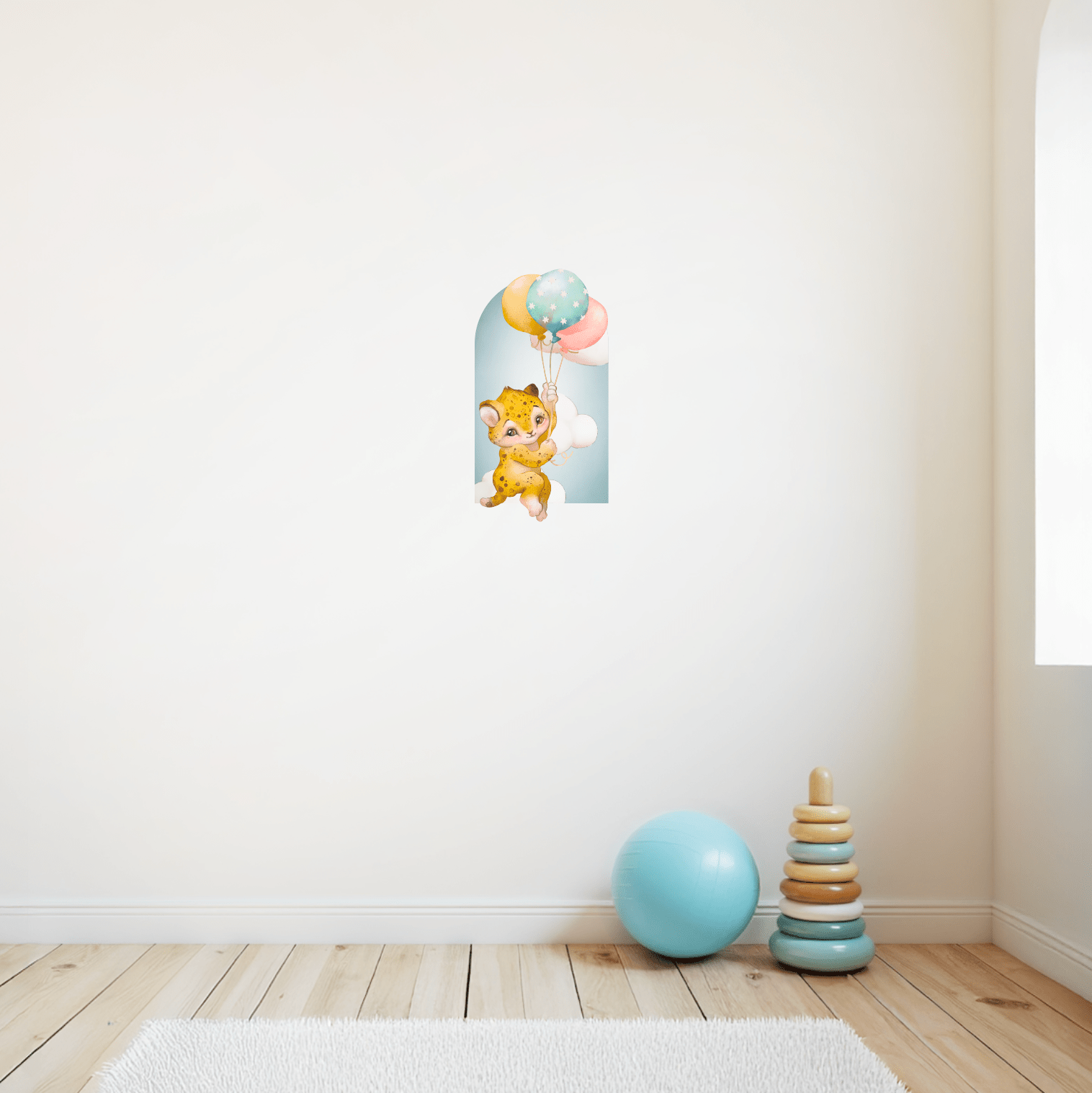 Baby Safari Animals Nursery Wall Decal Stickers | Zebra, Rabbit, Cheetah Holding Balloons - Nursery Wall Decals - Lolistix
