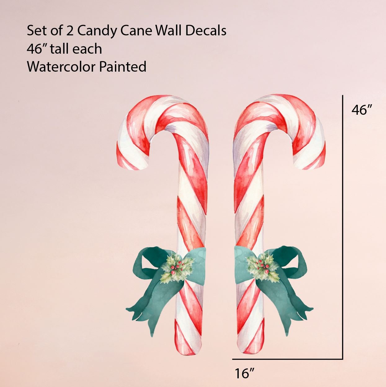 Candy Cane Christmas Wall Decals 2 - pack - Home Decor Decals - Lolistix