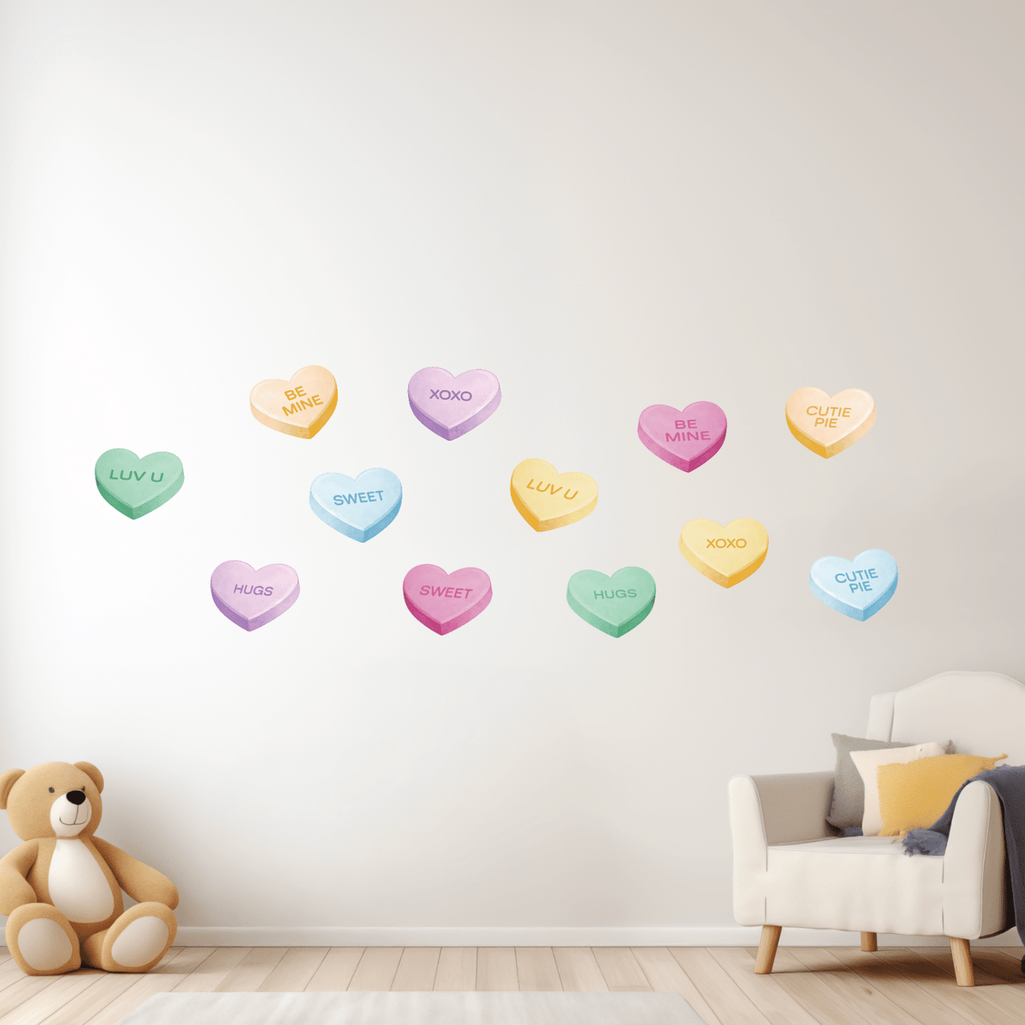 Candy Conversation Hearts - Reusable Wall Decal Stickers - Home Decor Decals - Lolistix
