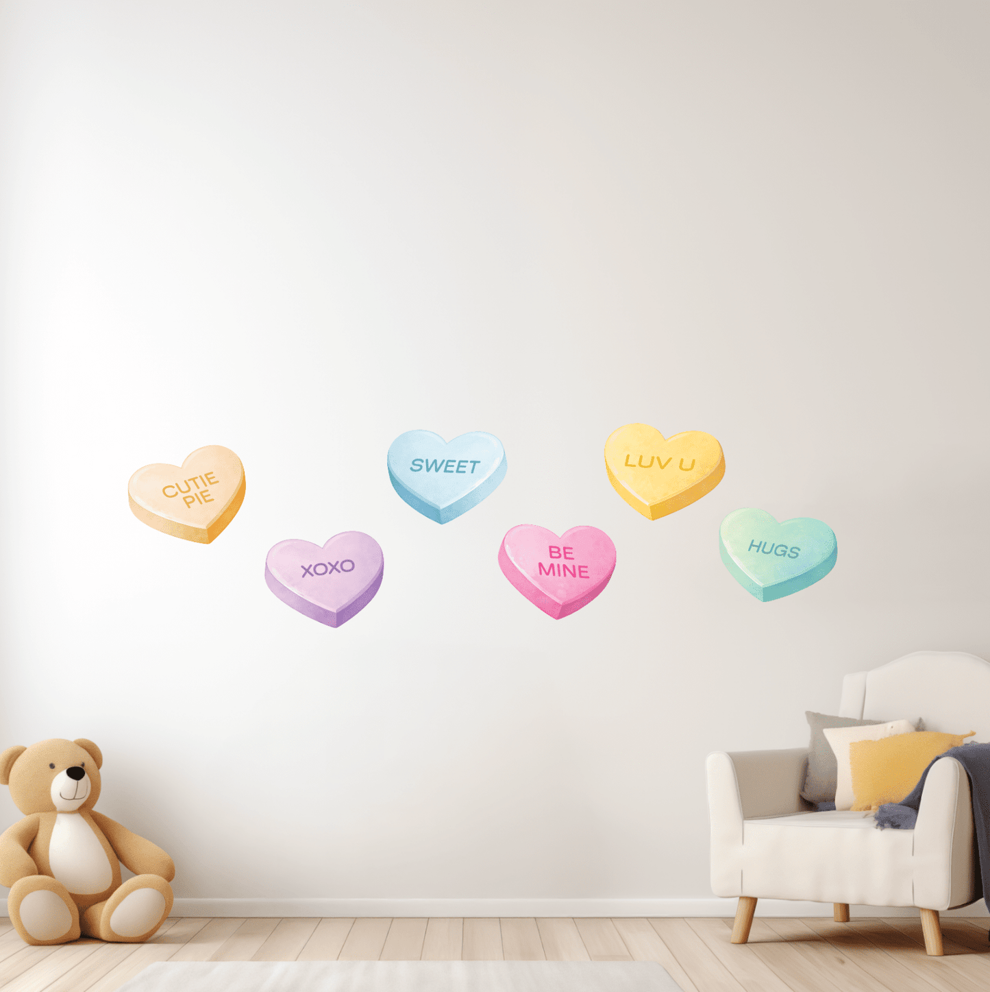 Candy Conversation Hearts - Reusable Wall Decal Stickers - Home Decor Decals - Lolistix
