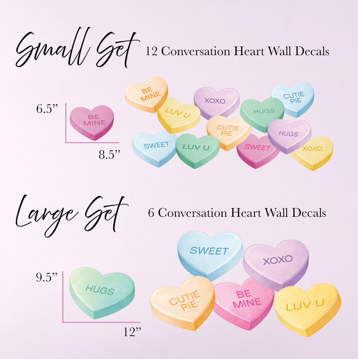 Candy Conversation Hearts - Reusable Wall Decal Stickers - Home Decor Decals - Lolistix