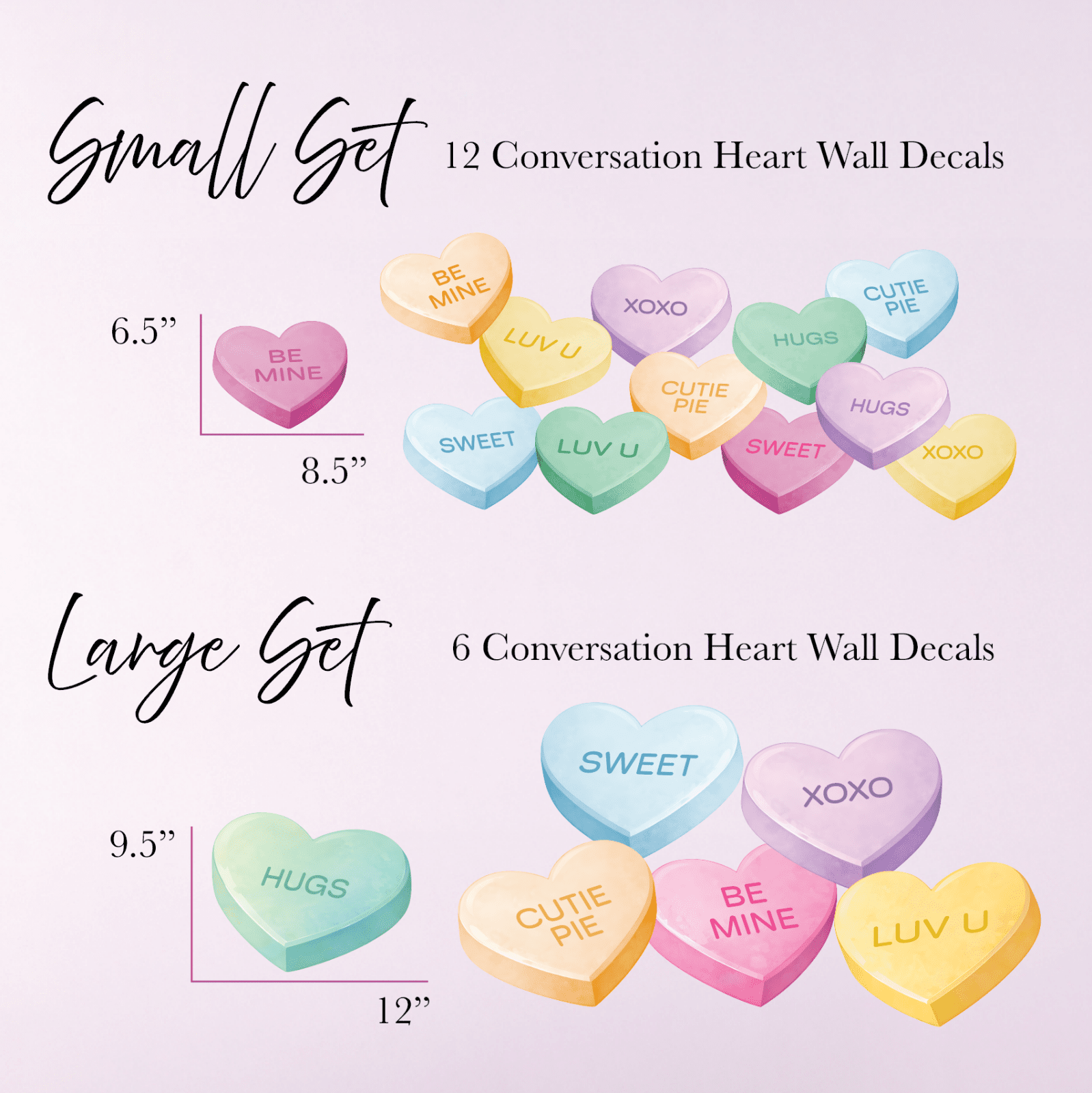 Candy Conversation Hearts - Reusable Wall Decal Stickers - Home Decor Decals - Lolistix