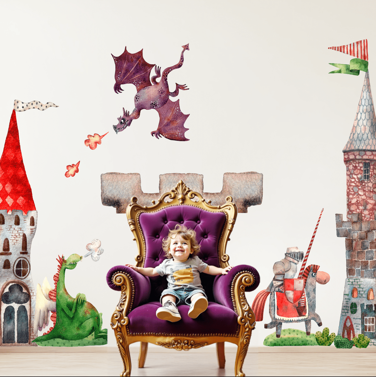 Castle and Dragons Wall Stickers | Door Decoration Wall Decals - Home Decor Decals - Lolistix