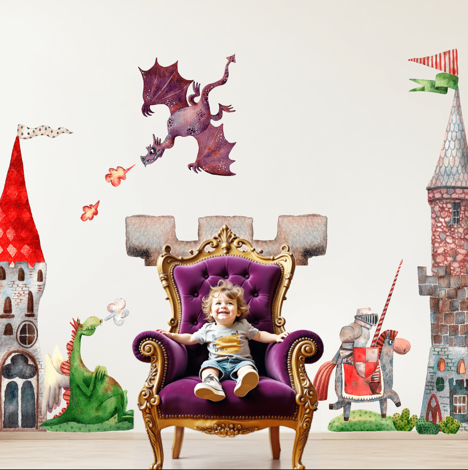 Castle and Dragons Wall Stickers | Door Decoration Wall Decals - Home Decor Decals - Lolistix