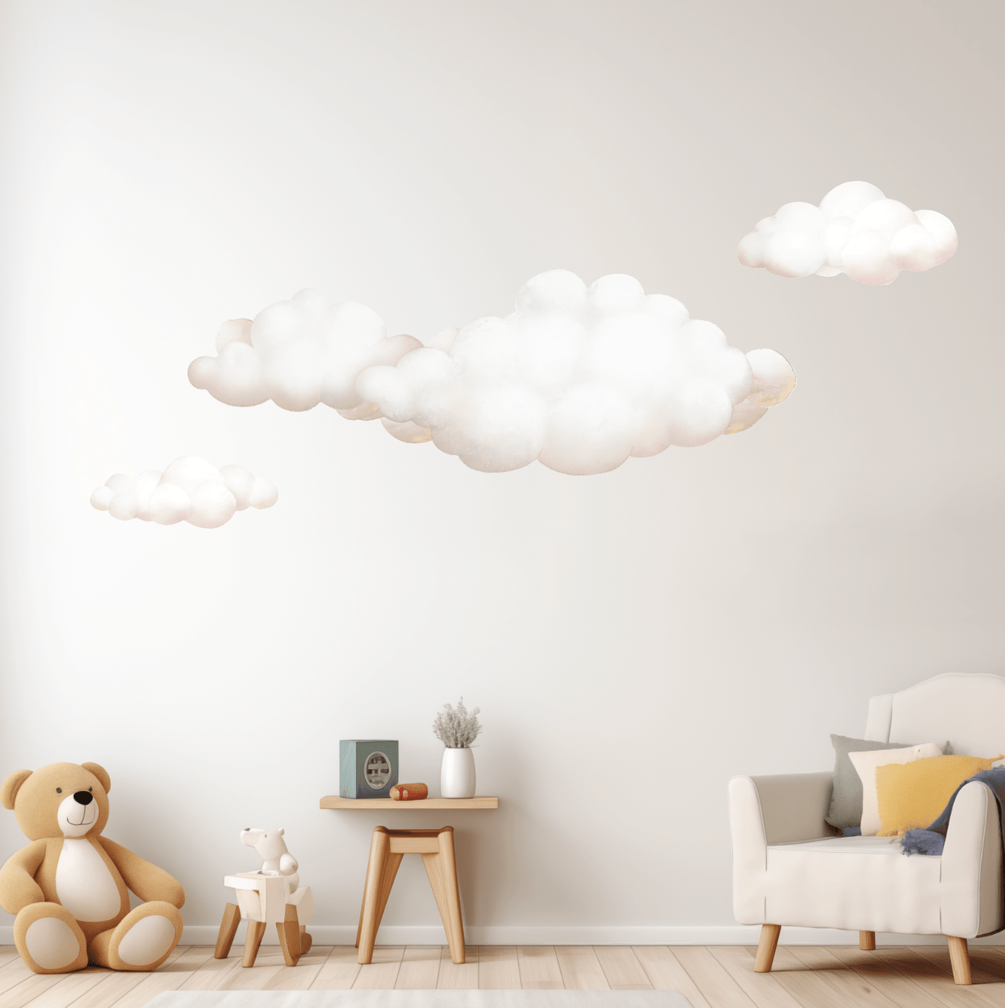 Fluffy Cloud Fabric Wall Stickers, Large Cloud Wall Decals - Home Decor Decals - Lolistix