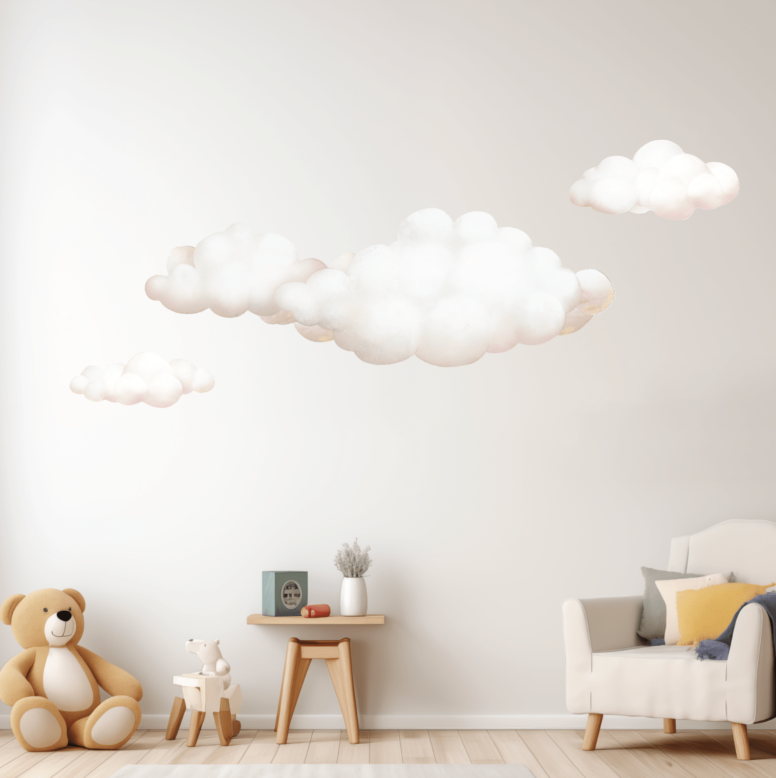 Fluffy Cloud Fabric Wall Stickers, Large Cloud Wall Decals - Home Decor Decals - Lolistix