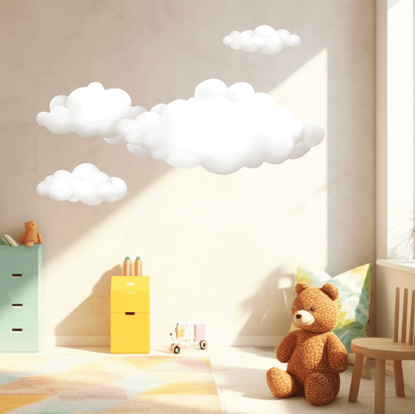 Fluffy Cloud Fabric Wall Stickers, Large Cloud Wall Decals - Home Decor Decals - Lolistix