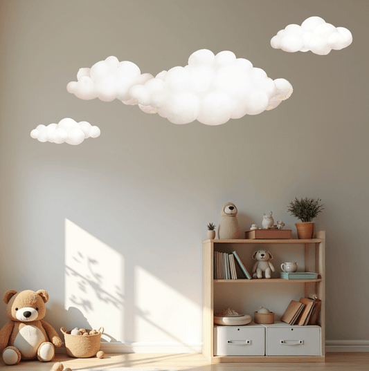 Fluffy Cloud Fabric Wall Stickers, Large Cloud Wall Decals - Home Decor Decals - Lolistix