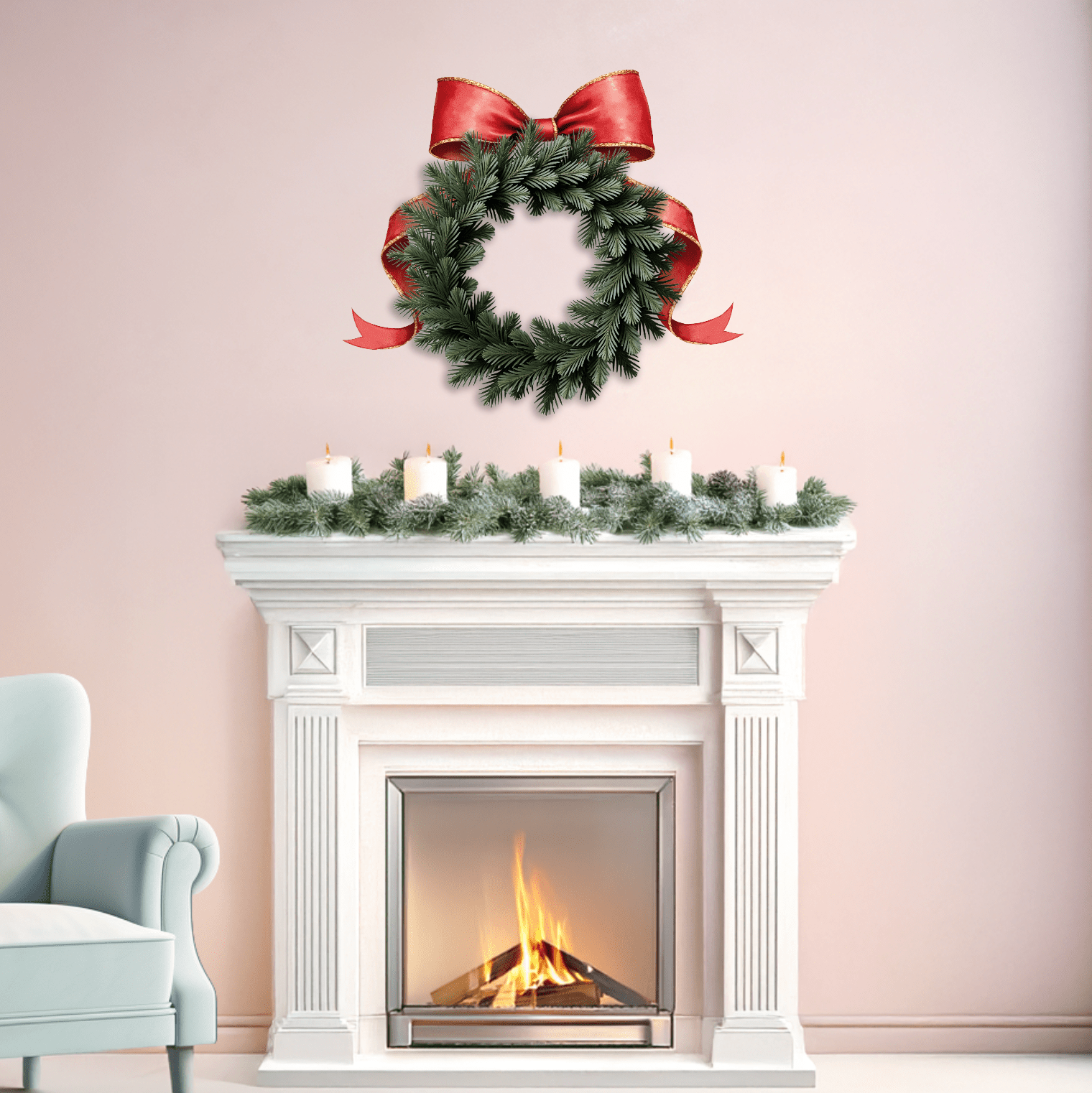 Large Christmas Red Bow Wall Decal – Separate Pieces for Customizable Layout - Ribbon Wall Sticker - Home Decor Decals - Lolistix