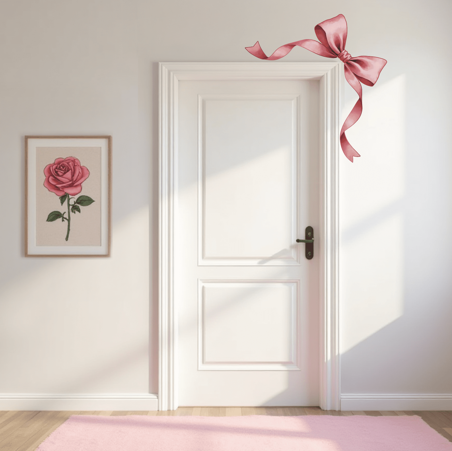 Large Pink Bow Wall Decal – Separate Pieces for Customizable Layout - Ribbon Wall Sticker - Home Decor Decals - Lolistix