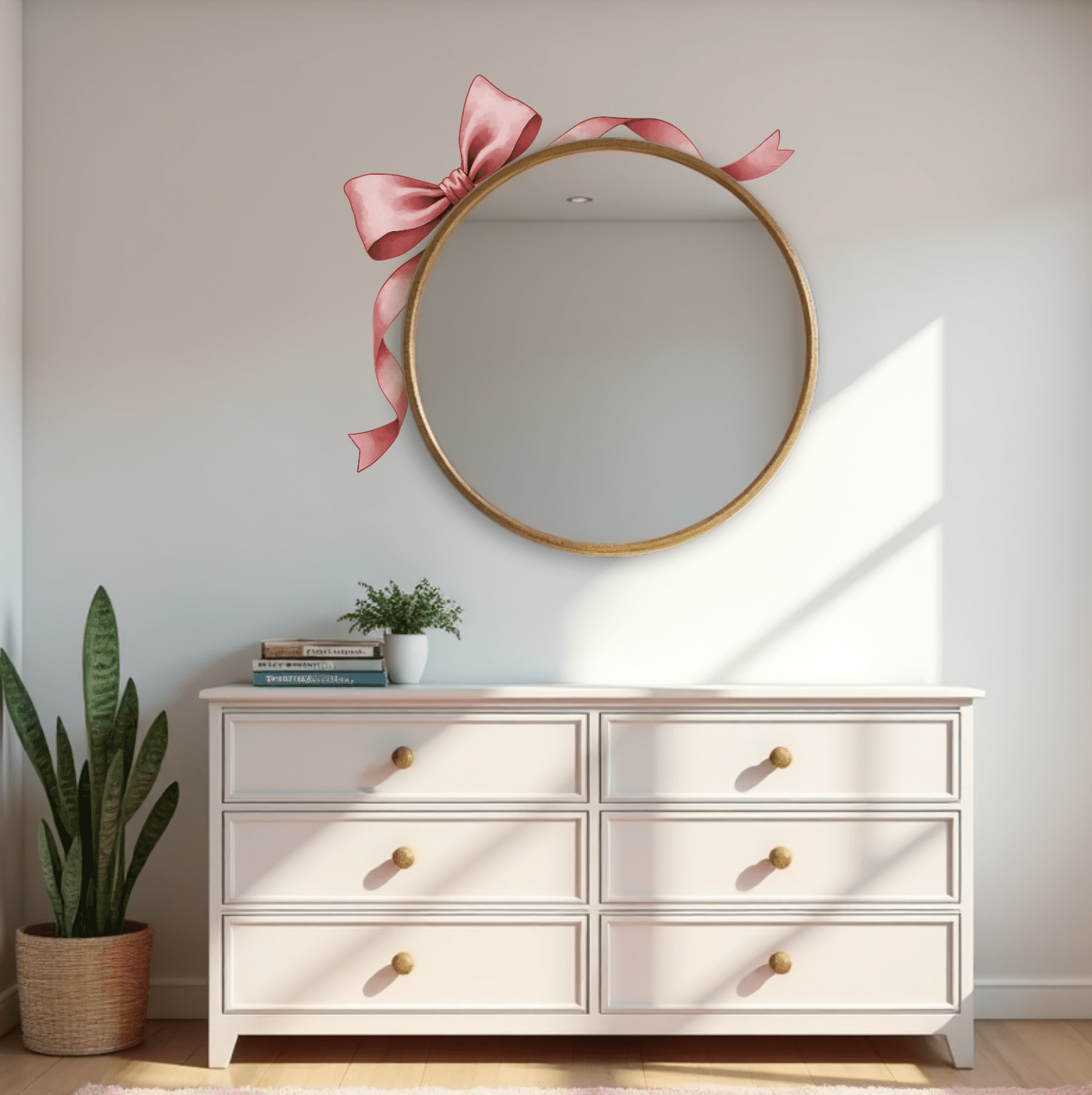 Large Pink Bow Wall Decal – Separate Pieces for Customizable Layout - Ribbon Wall Sticker - Home Decor Decals - Lolistix