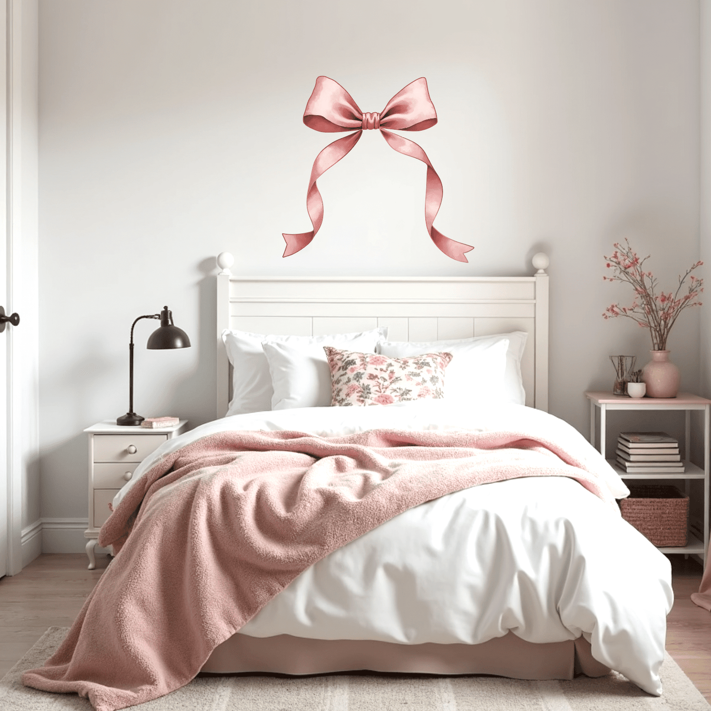 Large Pink Bow Wall Decal – Separate Pieces for Customizable Layout - Ribbon Wall Sticker - Home Decor Decals - Lolistix