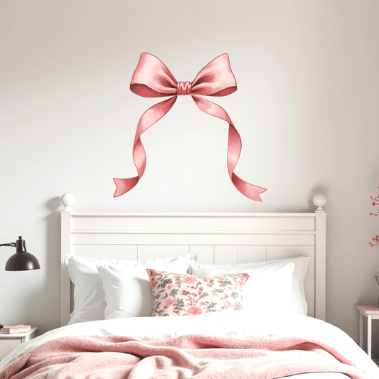 Large Pink Bow Wall Decal – Separate Pieces for Customizable Layout - Ribbon Wall Sticker - Home Decor Decals - Lolistix