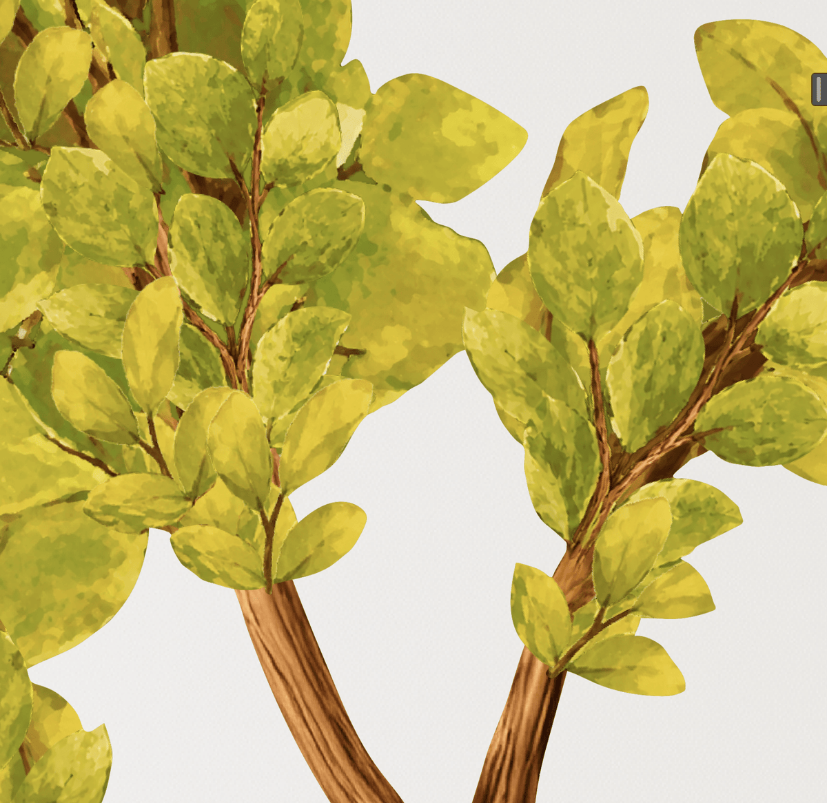 Reusable fabric tree wall decal with green leaves and brown branches