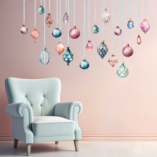 Christmas Ornaments Wall Decals - Holiday Wall Decorations