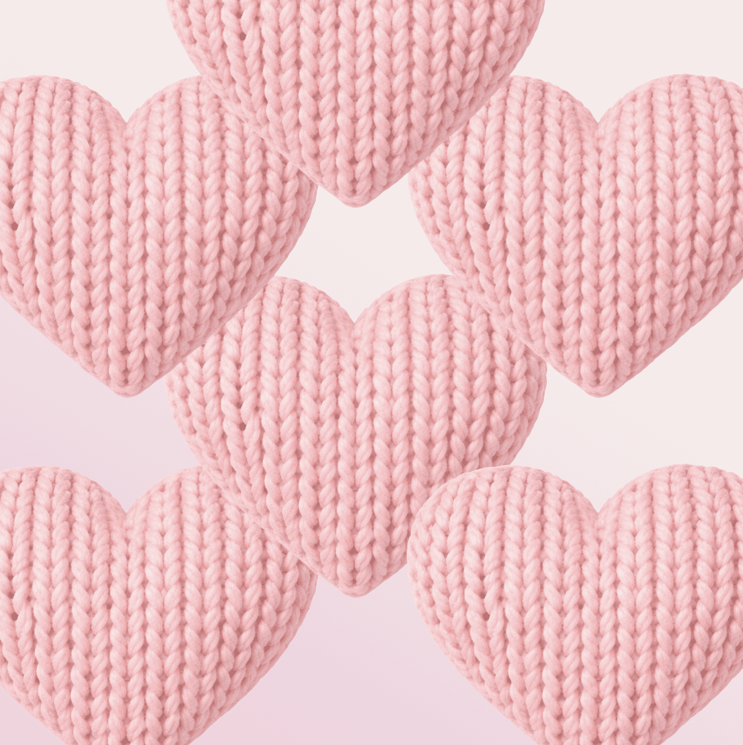 Pink Knit Heart Wall Decals (Set of 6) – Cozy Knitted Heart Wall Stickers - Home Decor Decals - Lolistix