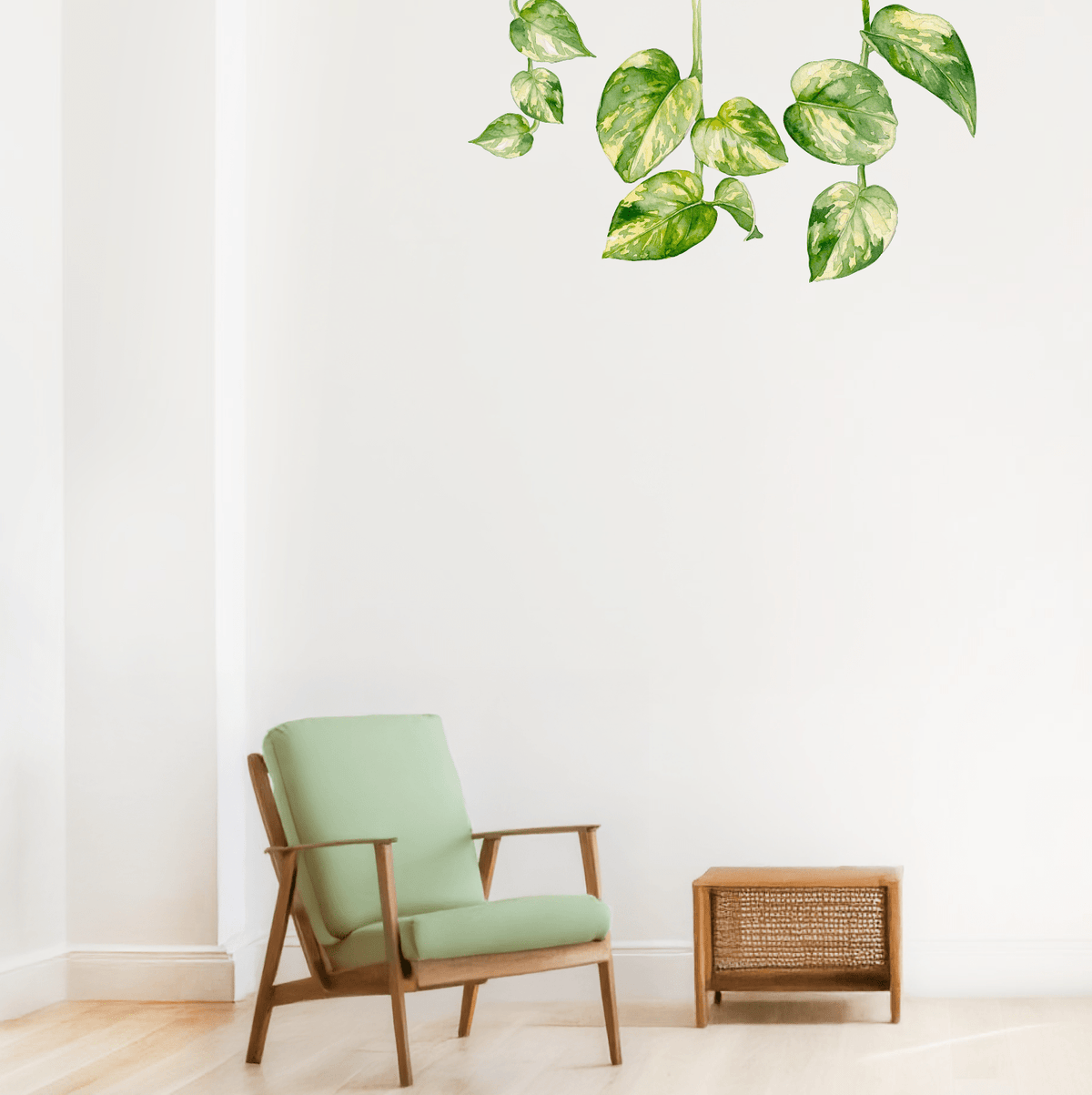 Pothos Vine Wall Decal | Watercolor Houseplant Decor - Floral Wall Decals - Lollistix Wall Decals