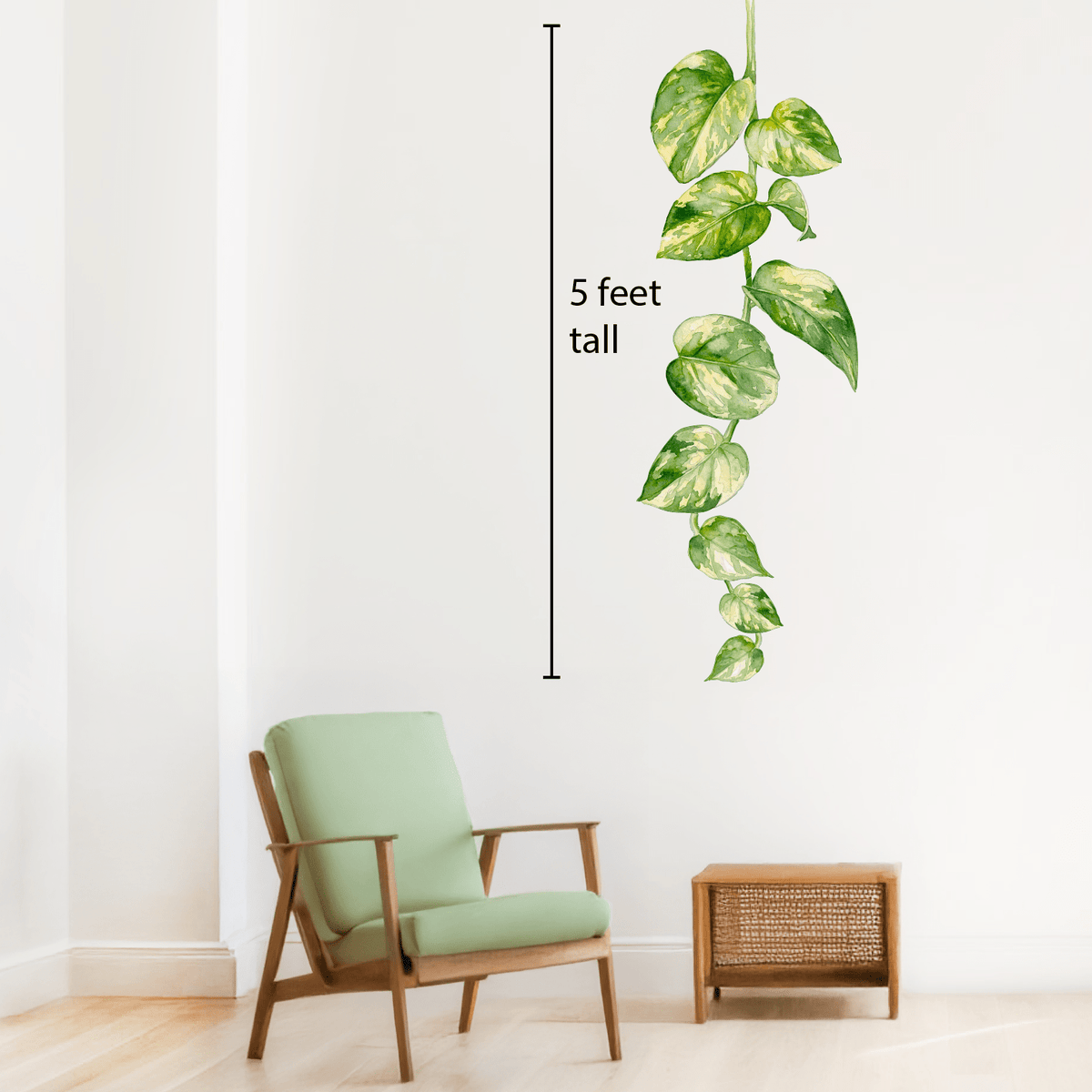 Pothos Vine Wall Decal | Watercolor Houseplant Decor - Floral Wall Decals - Lollistix Wall Decals