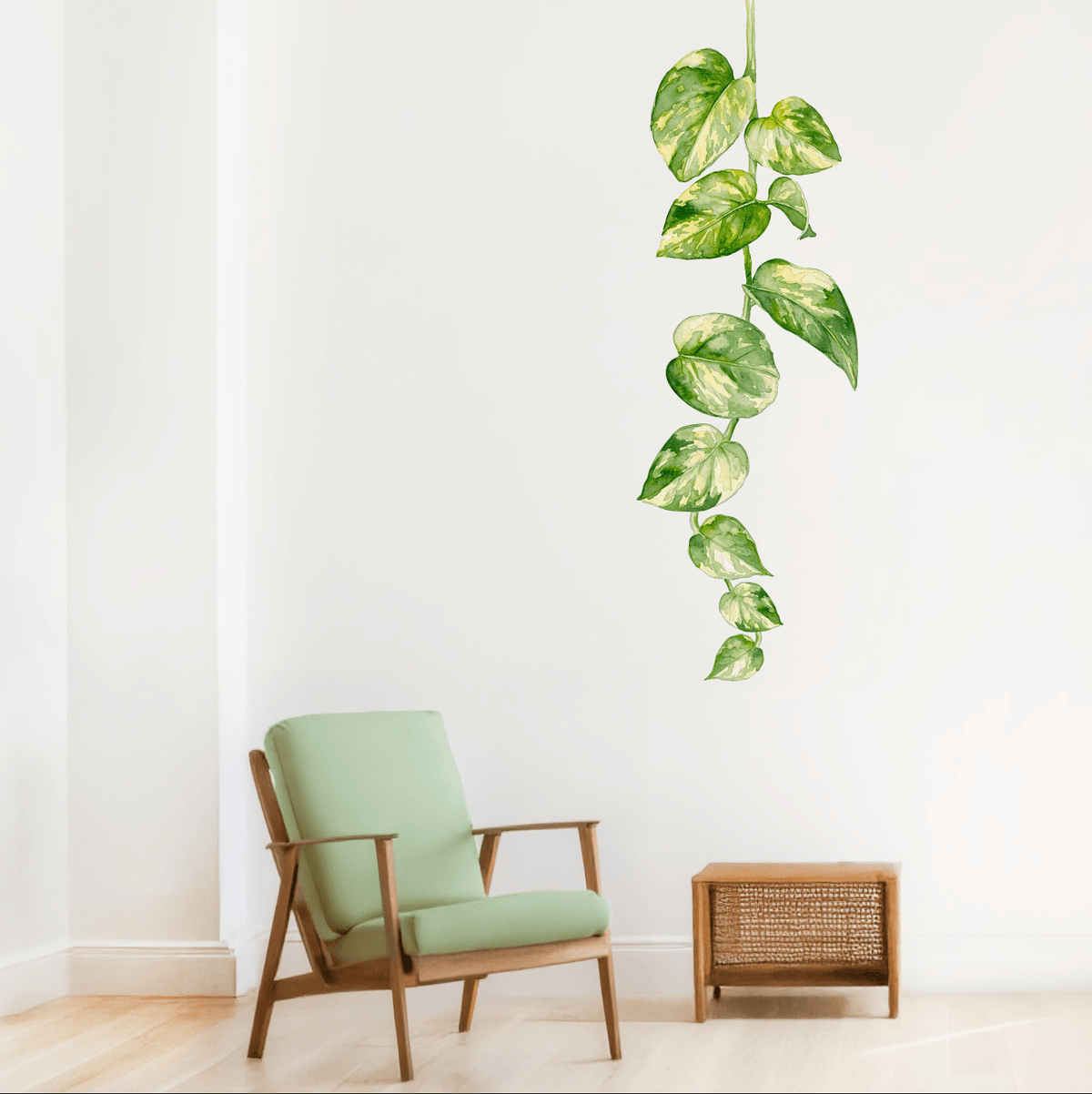 Pothos Vine Wall Decal | Watercolor Houseplant Decor - Floral Wall Decals - Lollistix Wall Decals