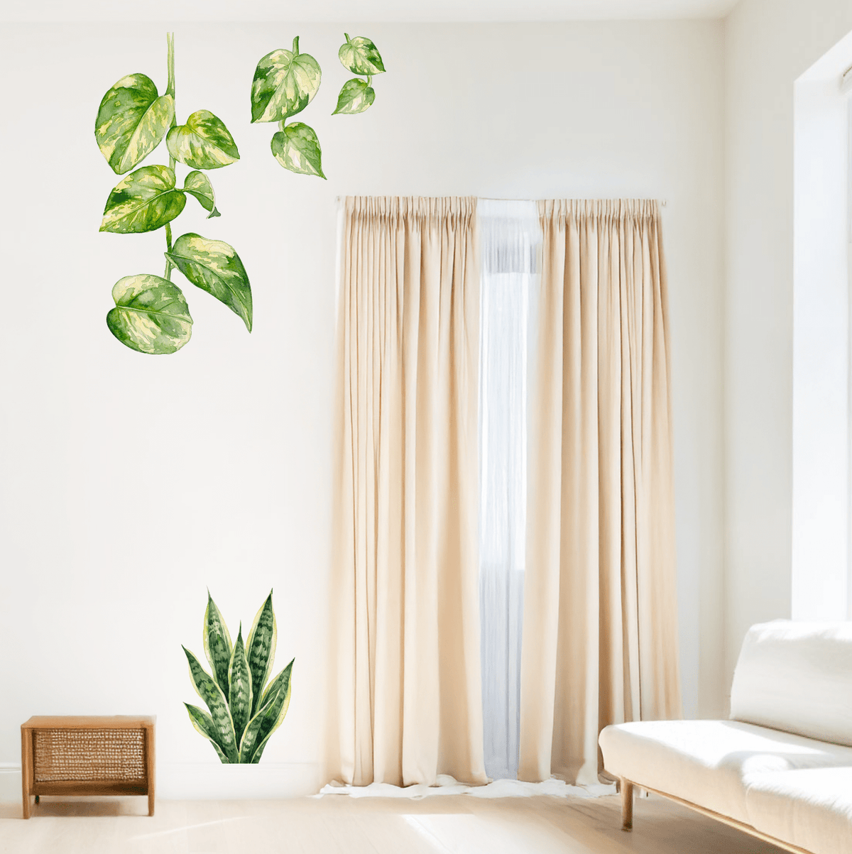 Pothos Vine Wall Decal | Watercolor Houseplant Decor - Floral Wall Decals - Lollistix Wall Decals