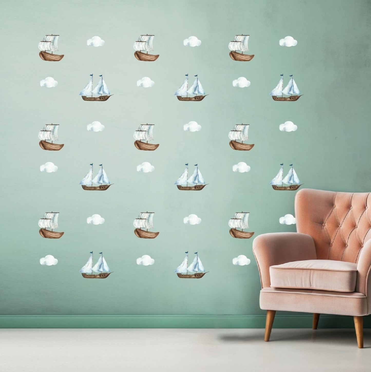 Sailboat Coastal Wall Decals | Watercolor Nautical Stickers - Home Decor Decals - Lolistix