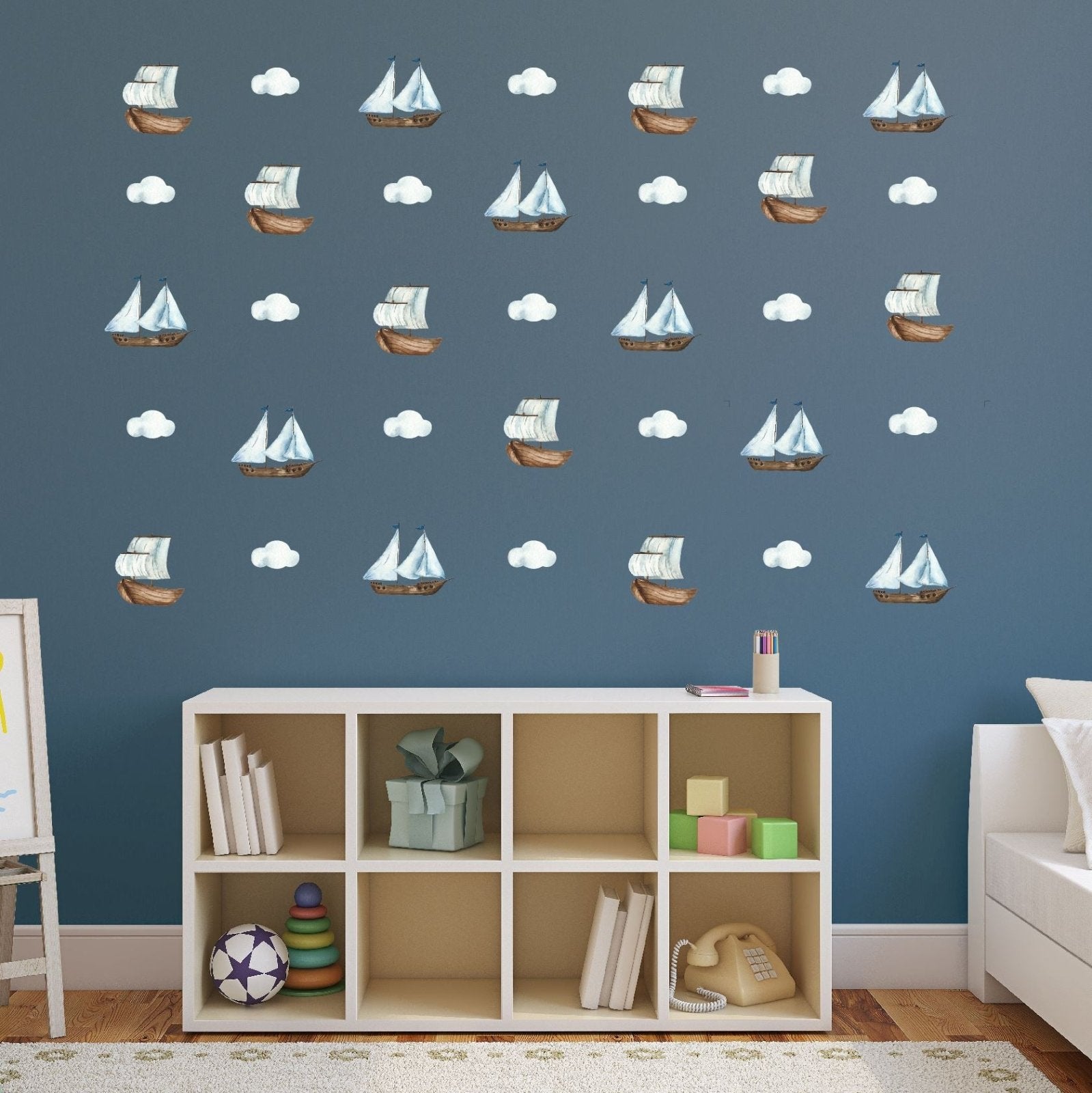 Sailboat Coastal Wall Decals | Watercolor Nautical Stickers - Home Decor Decals - Lolistix