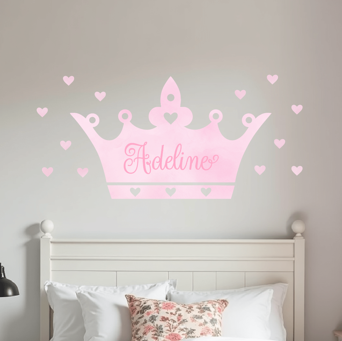 Tiara Crown and Hearts Wall Decal | Custom Name - Home Decor Decals - Lolistix
