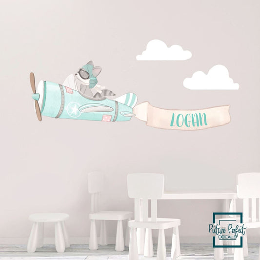 Airplane and Name Banner Wall Decals - Picture Perfect Decals