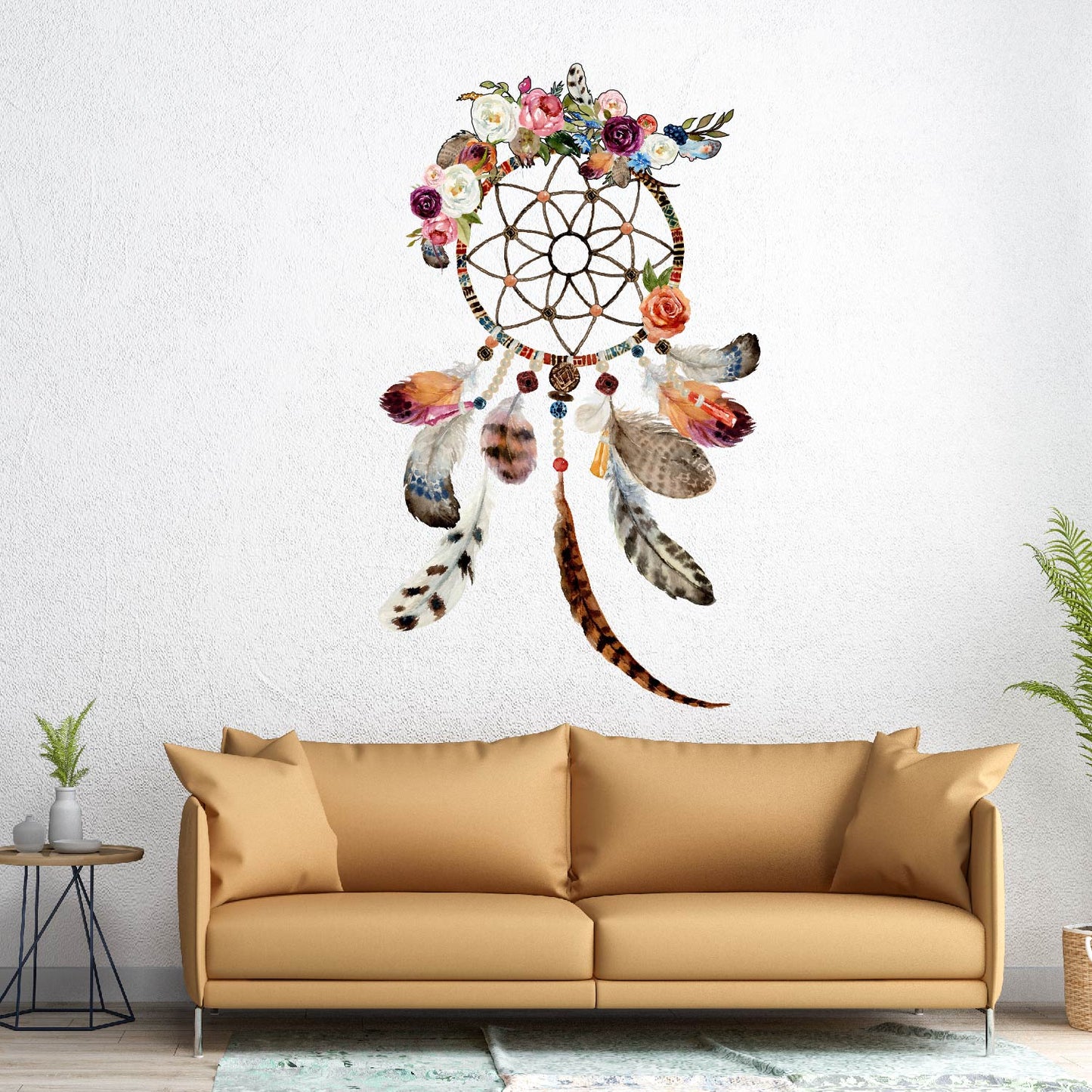 Boho Dreamcatcher and Flowers Fabric Wall Decals - Picture Perfect Decals