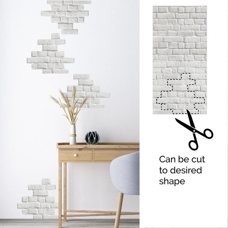Brick Wall Decal | White Gray Faux Brick Wall | Removable Wallpaper - Picture Perfect Decals