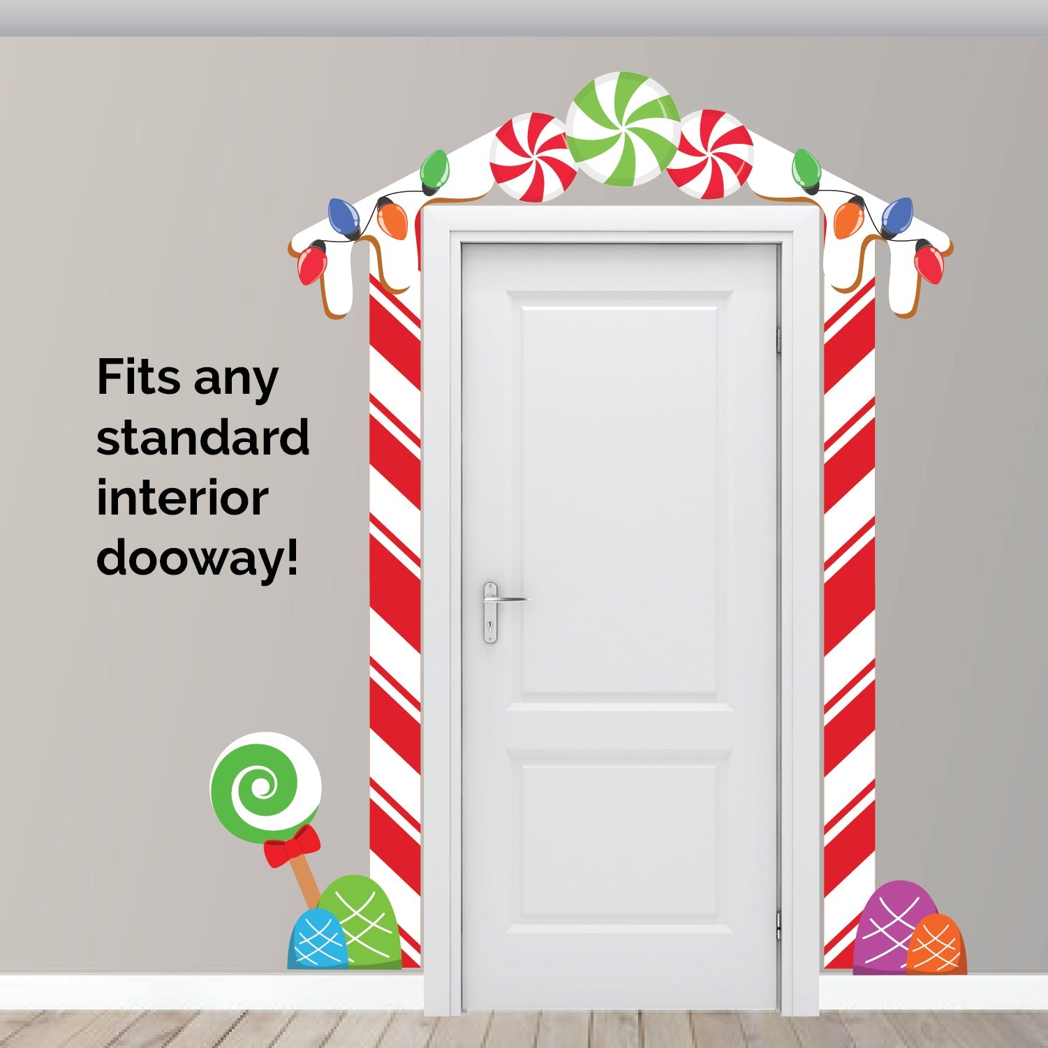 Christmas Elf Gingerbread House Door Decoration Wall Decals - Picture Perfect Decals